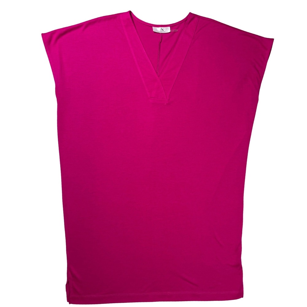 Natori Sleepshirt‎ Womens Small Fuchsia Pink V-Neck Cap Sleeve Relaxed Fit Comfy